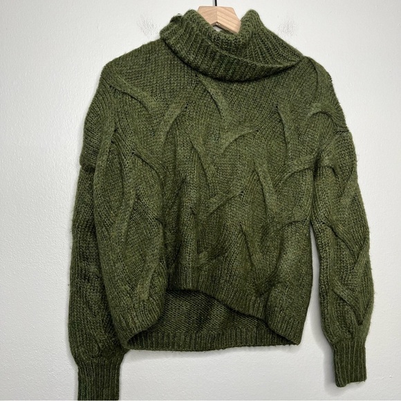 Madewell Sweater XS‎ Somervell Modern Cable Turtleneck Green Chunky Cabincore - Picture 1 of 10